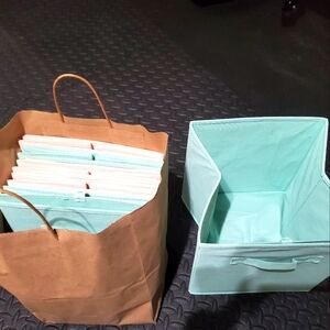 Set of 6 FABRIC cubes, 3 seafoam green and 3 pink. EUC